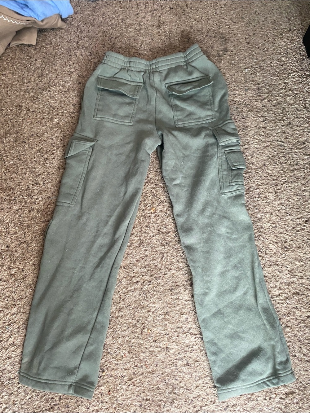 Olive Green Cargo Joggers with Elastic Waist